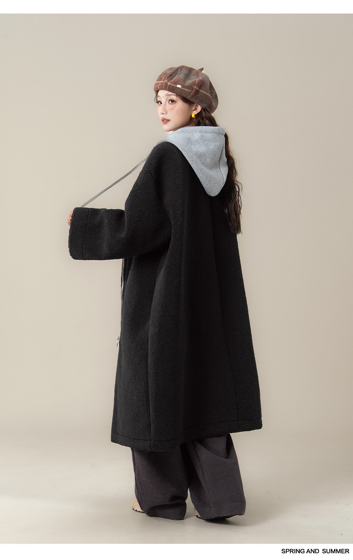 フェイクシープスキン フード付きコート M00138