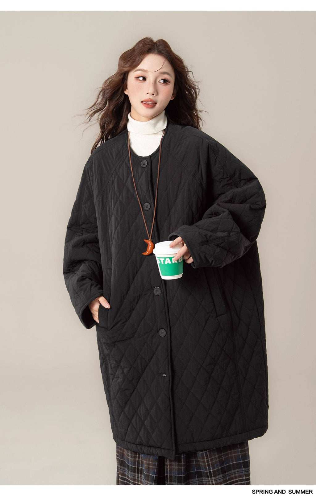 ダイヤモンドキルティング 厚手コットンアウター M00136