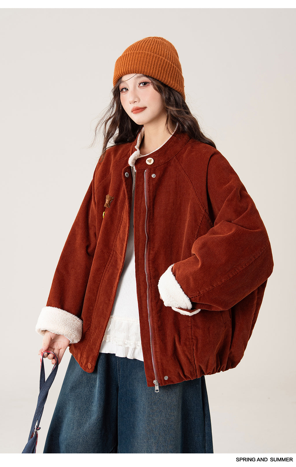 レトロ 裏起毛コールテン ラウンドネックアウター M00132