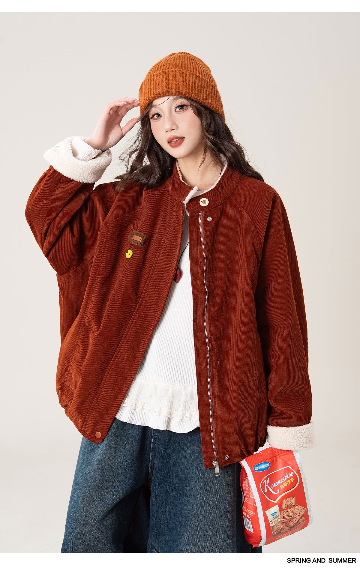 レトロ 裏起毛コールテン ラウンドネックアウター M00132