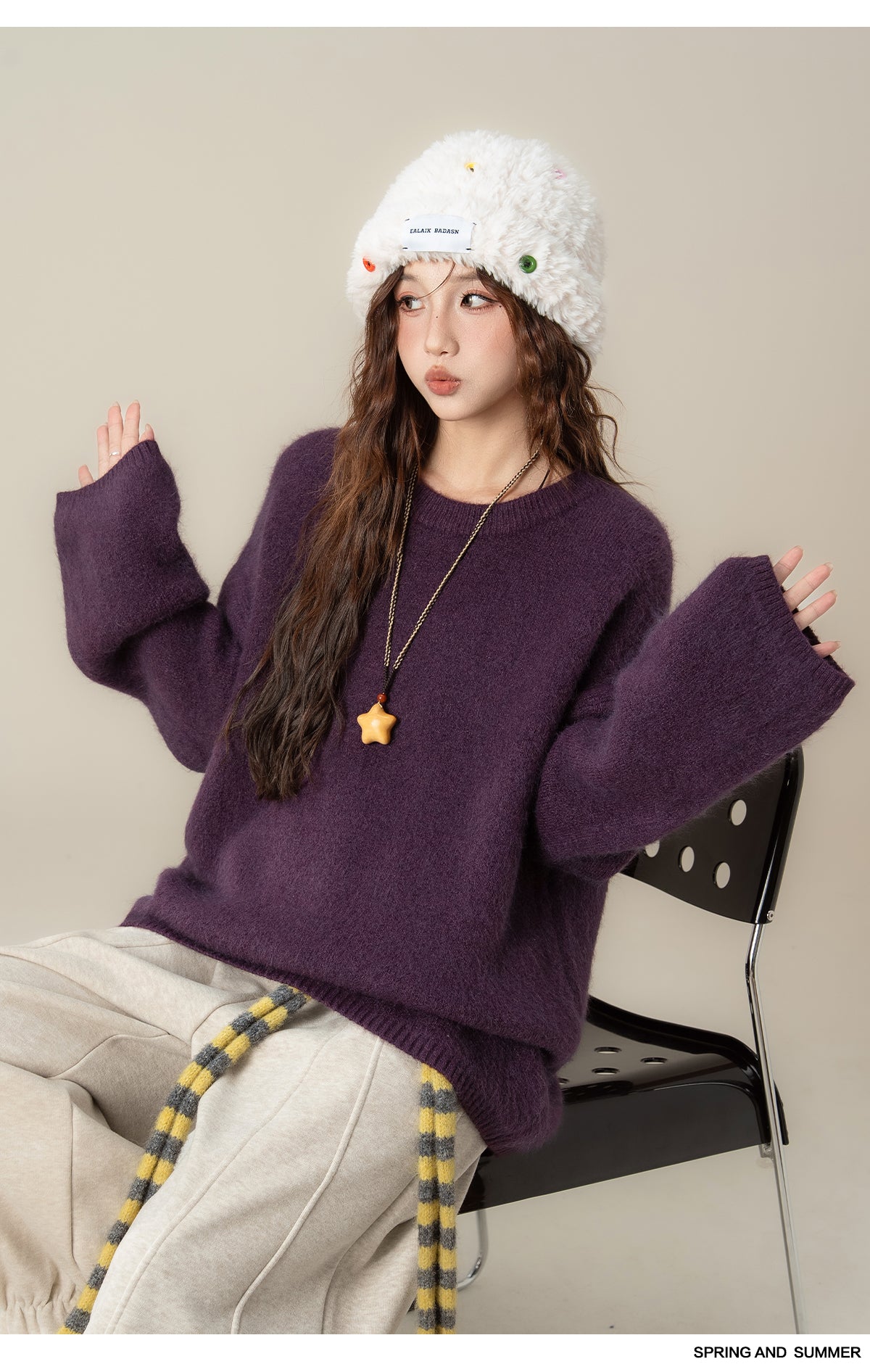 ラウンドネック ロングスリーブセーター M00128