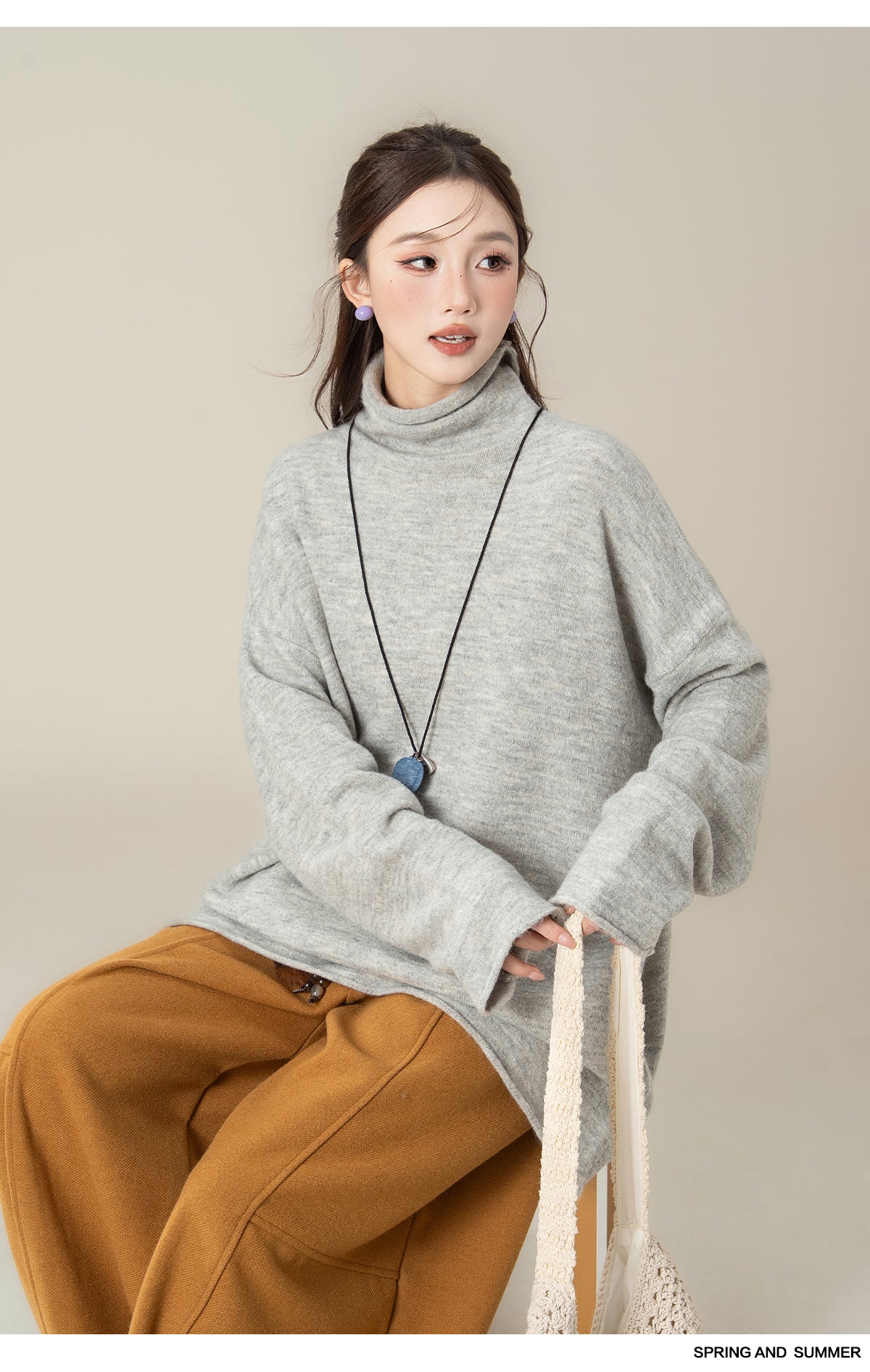 ハイネック ロングスリーブセーター M00129