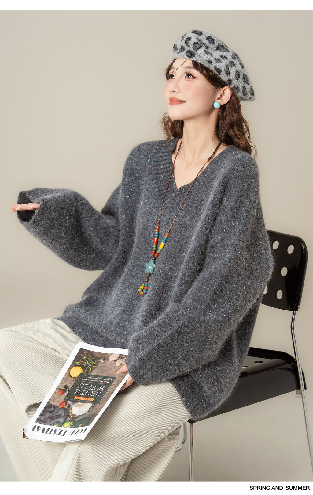 ソフトVネックセーター M00127