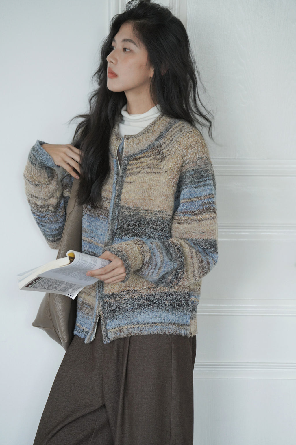 カラーニットカーディガン M00042