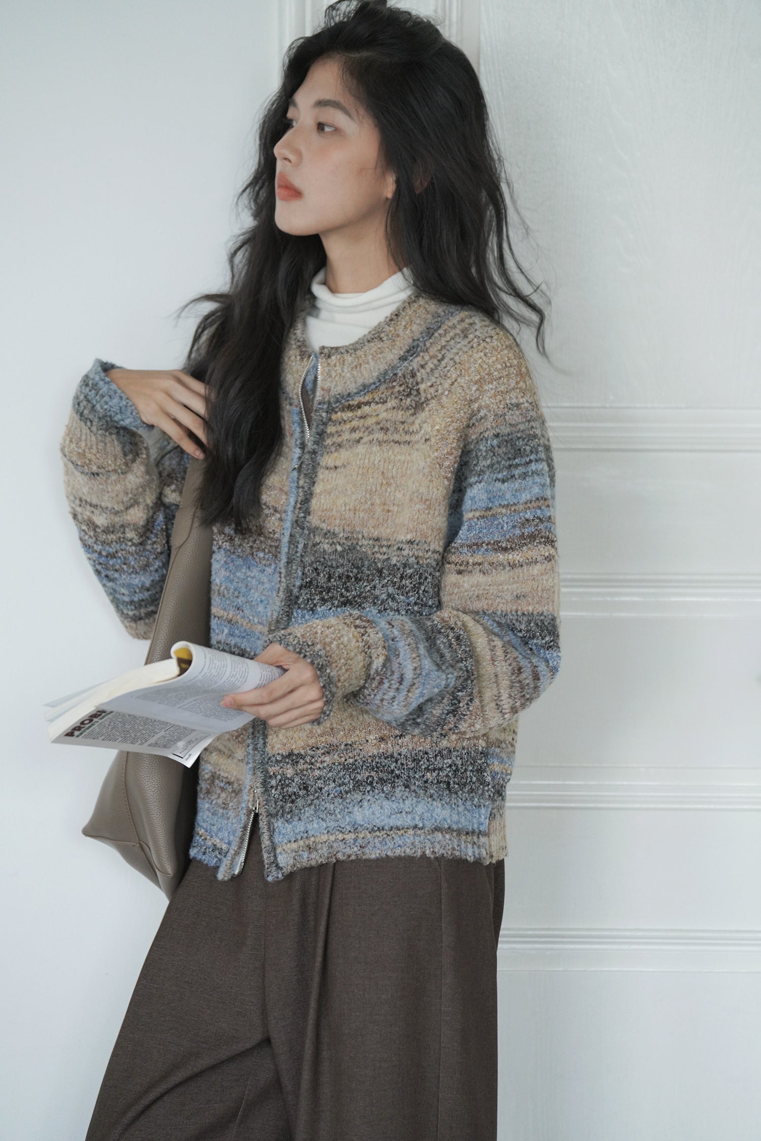 カラーニットカーディガン M00042