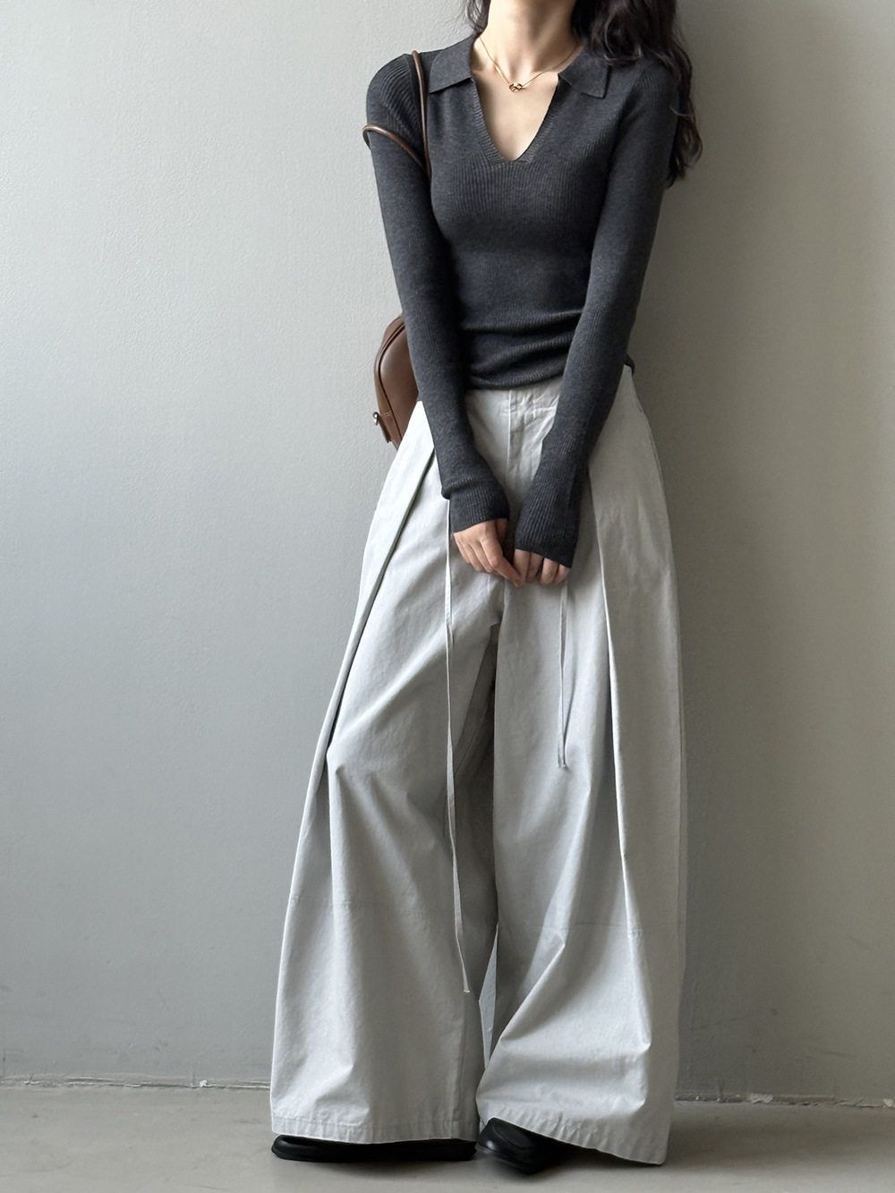 カットデザインワイドパンツ M00015