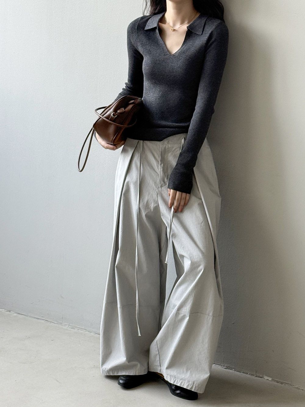 カットデザインワイドパンツ M00015