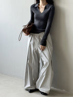 カットデザインワイドパンツ M00015