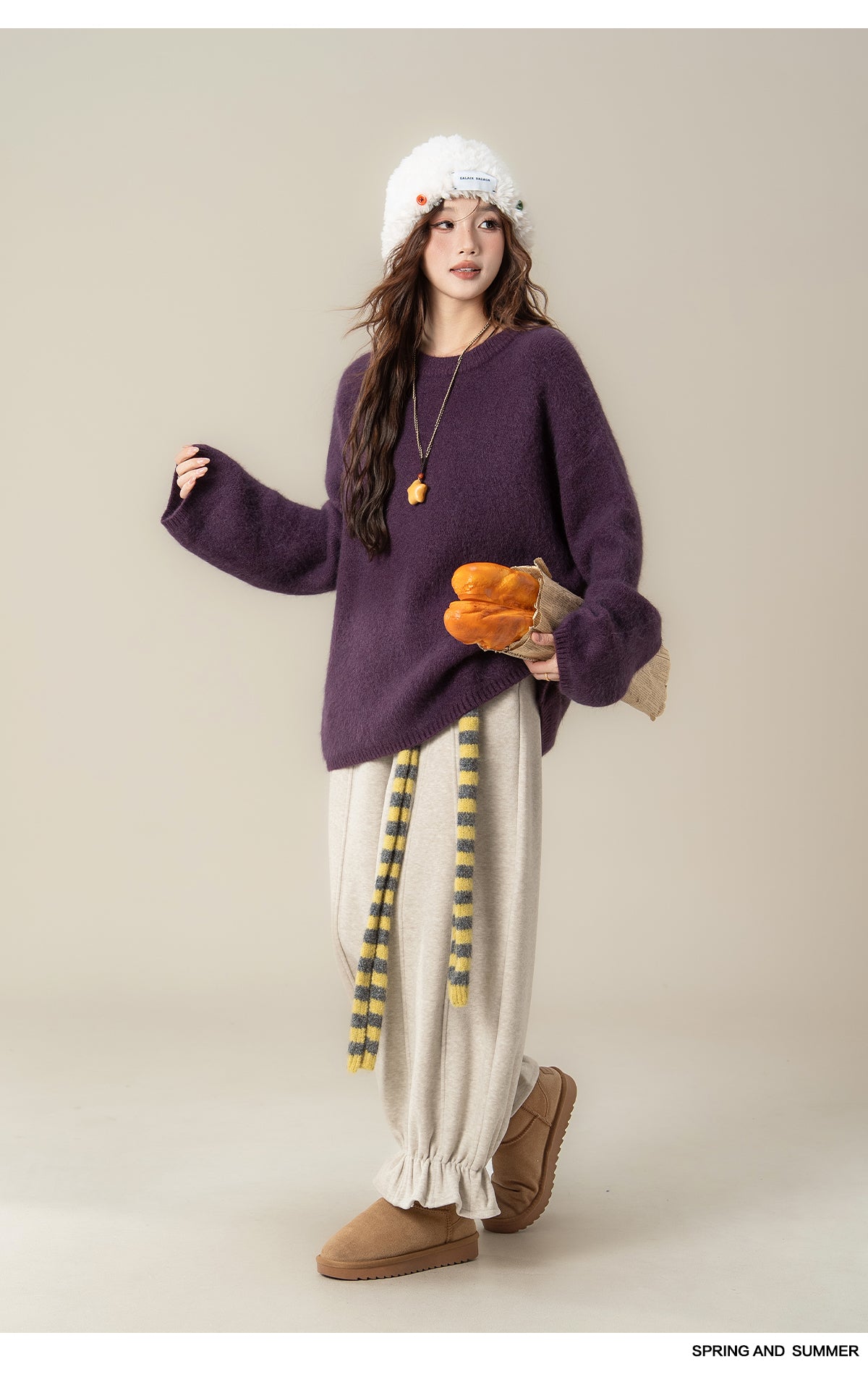 ラウンドネック ロングスリーブセーター M00128