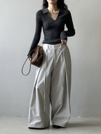 カットデザインワイドパンツ M00015