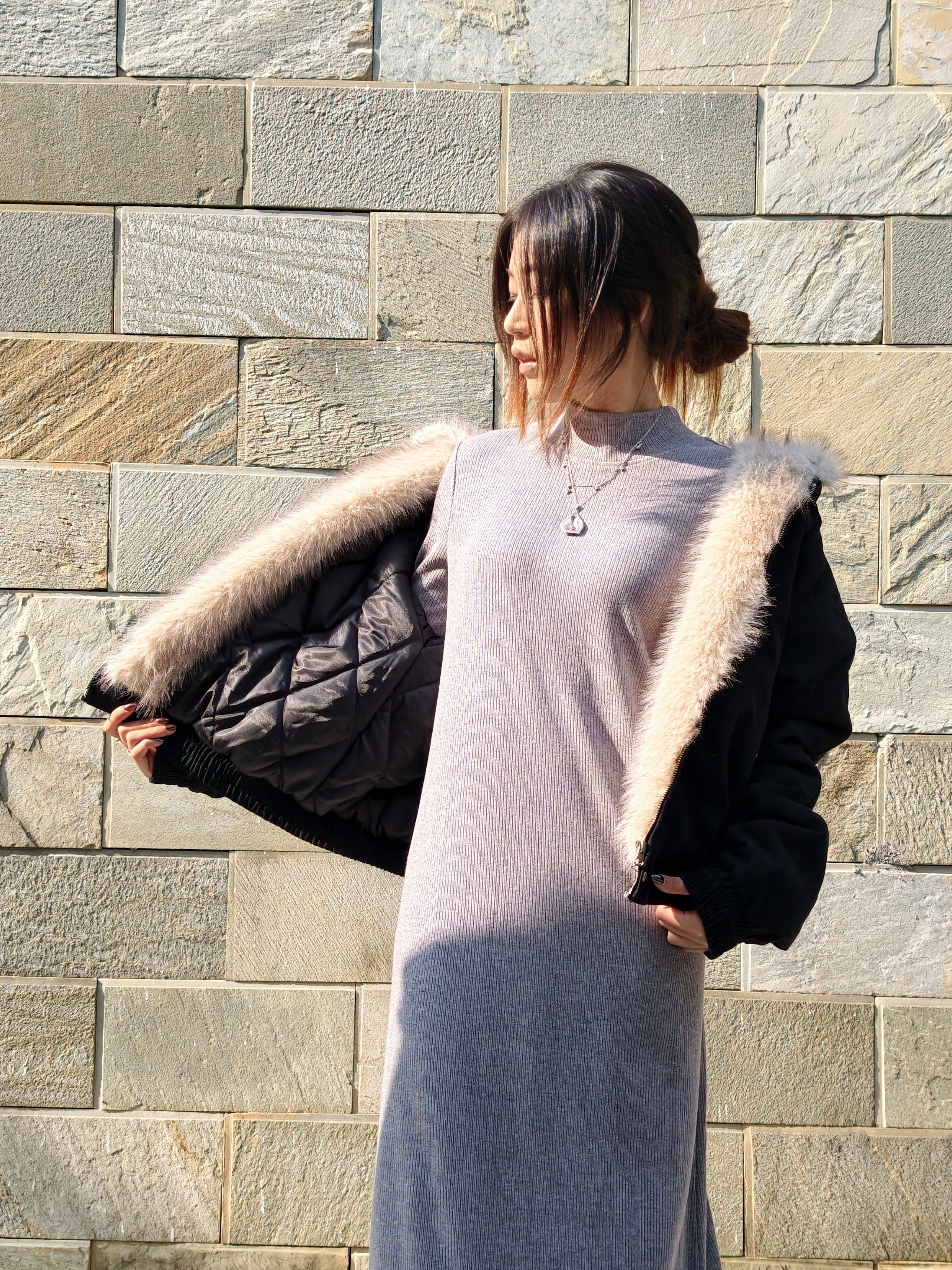 フード付き ファーカラー コート M00110