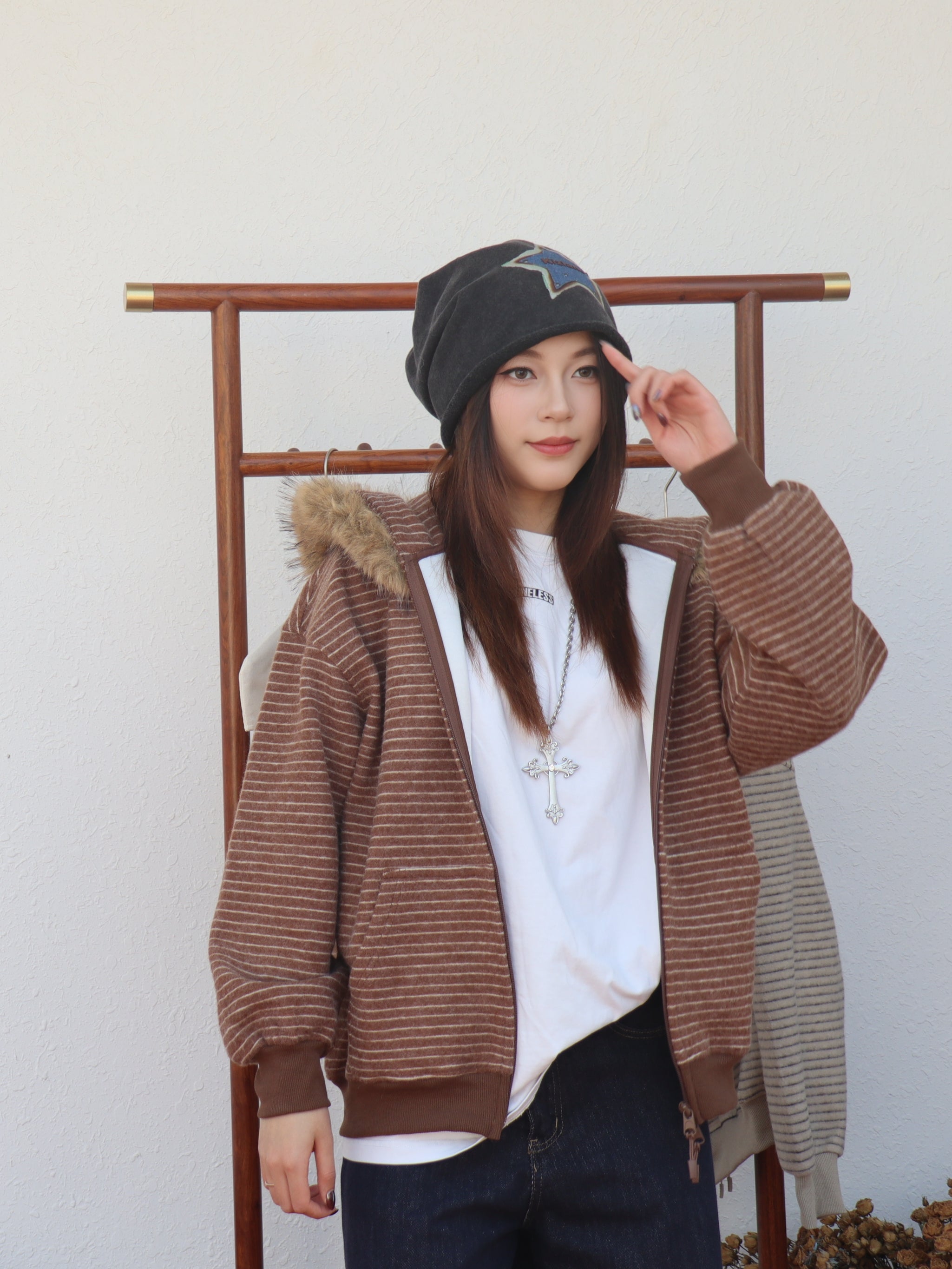 2WAYボアフードアウター（ファー取り外し可） M00115