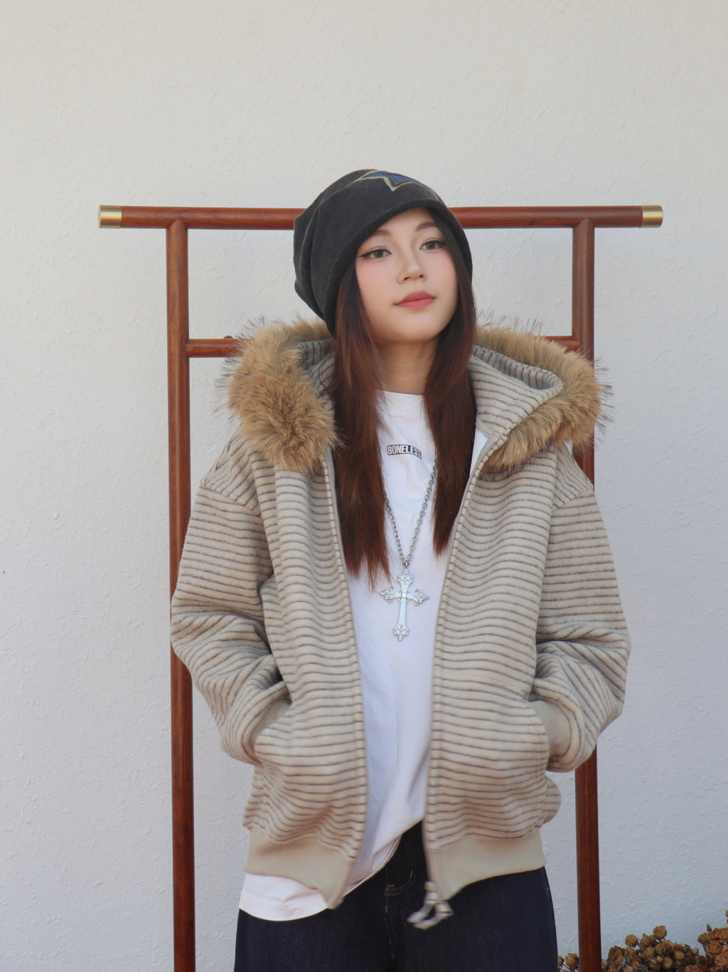 2WAYボアフードアウター（ファー取り外し可） M00115