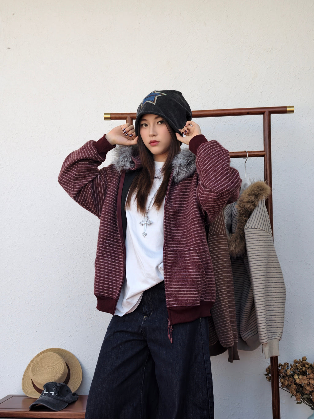 2WAYボアフードアウター（ファー取り外し可） M00115