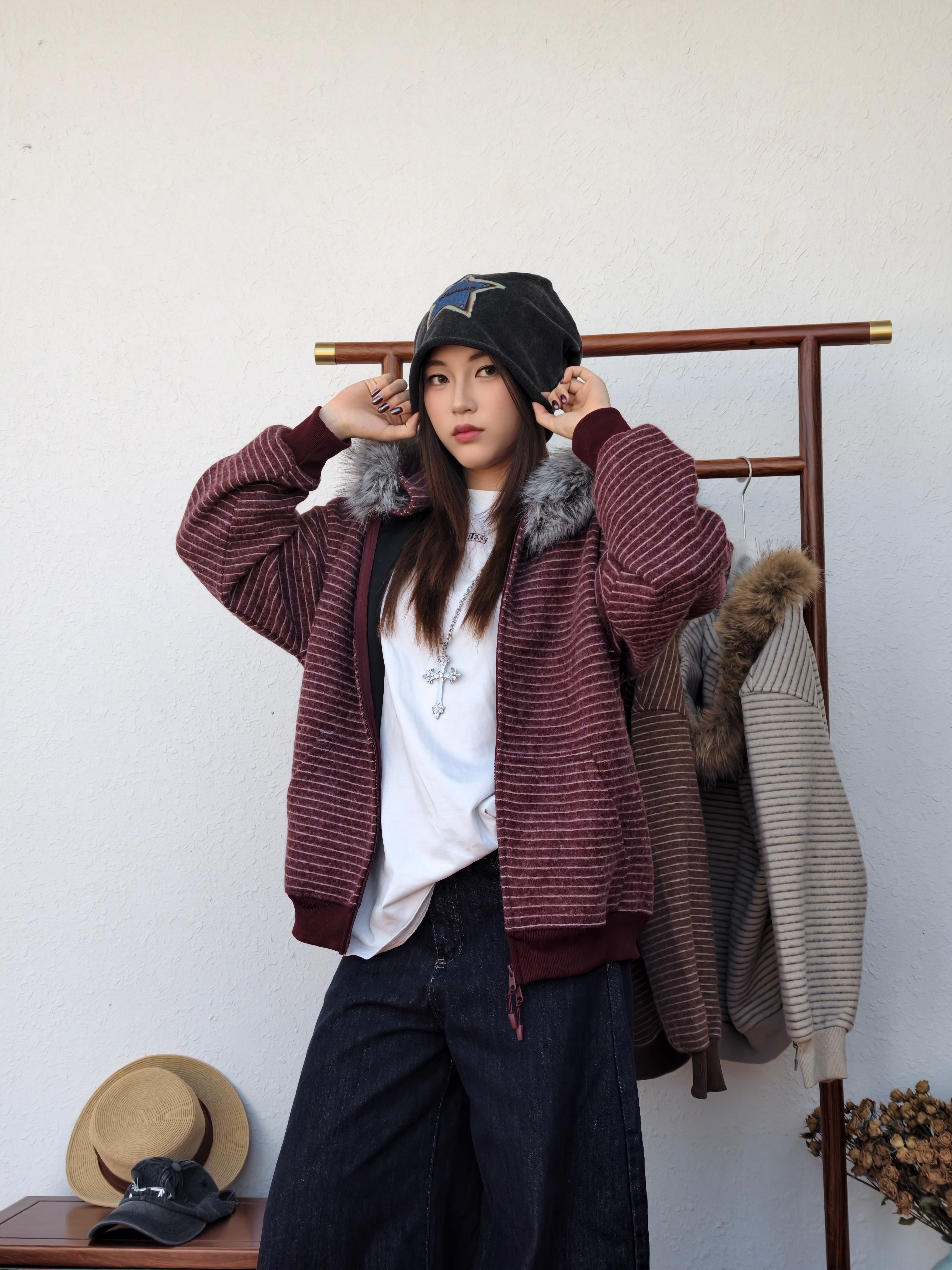 2WAYボアフードアウター（ファー取り外し可） M00115