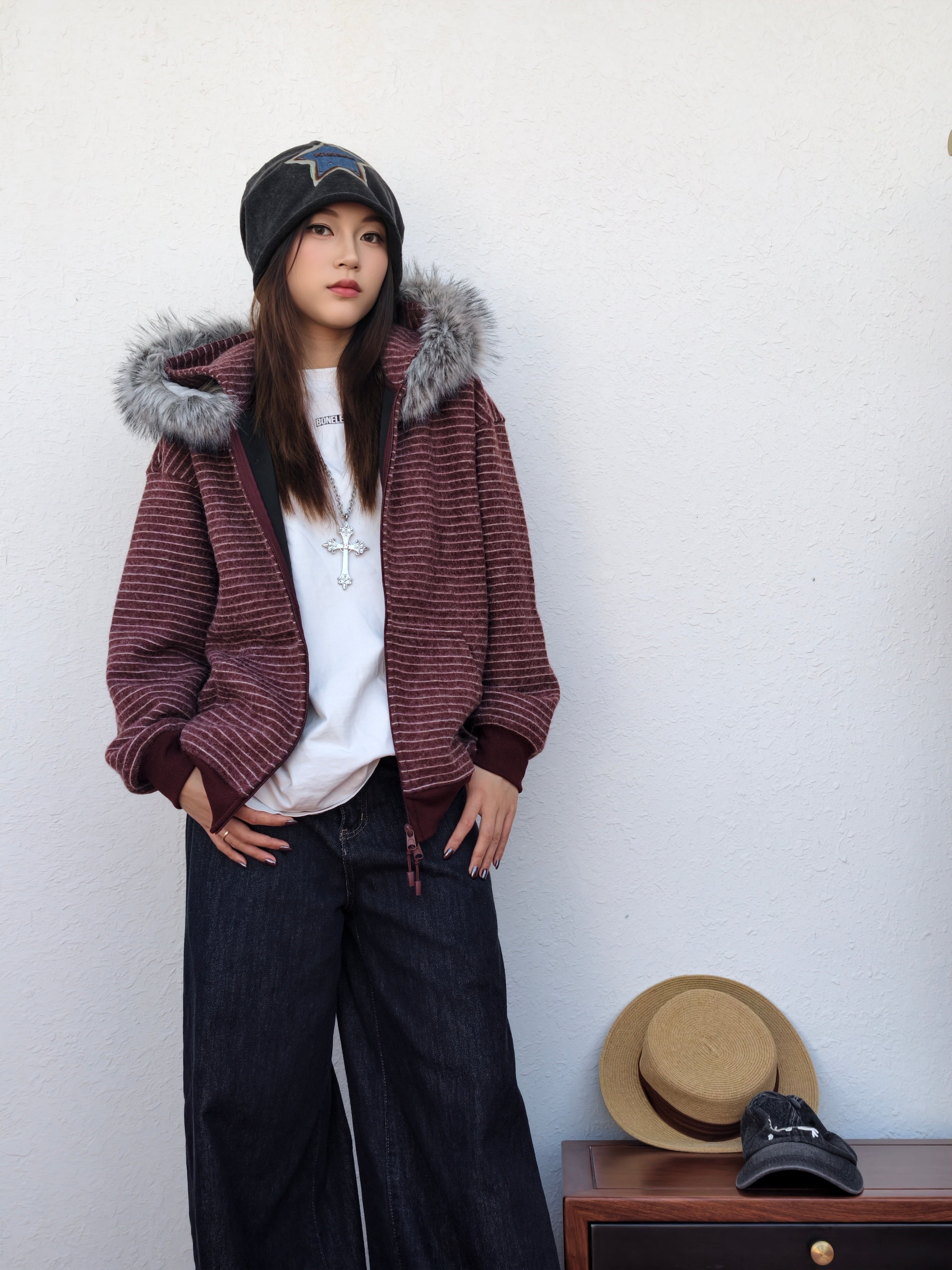 2WAYボアフードアウター（ファー取り外し可） M00115