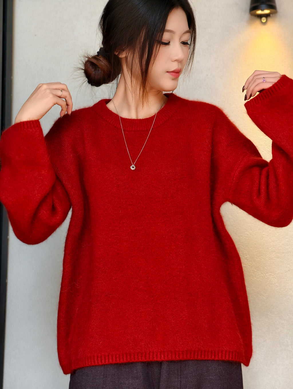 ラウンドネック ロングスリーブセーター M00128