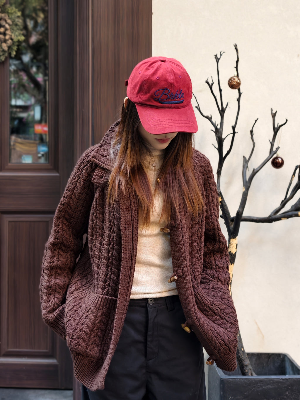 スタンドカラー ニットカーディガン M00130