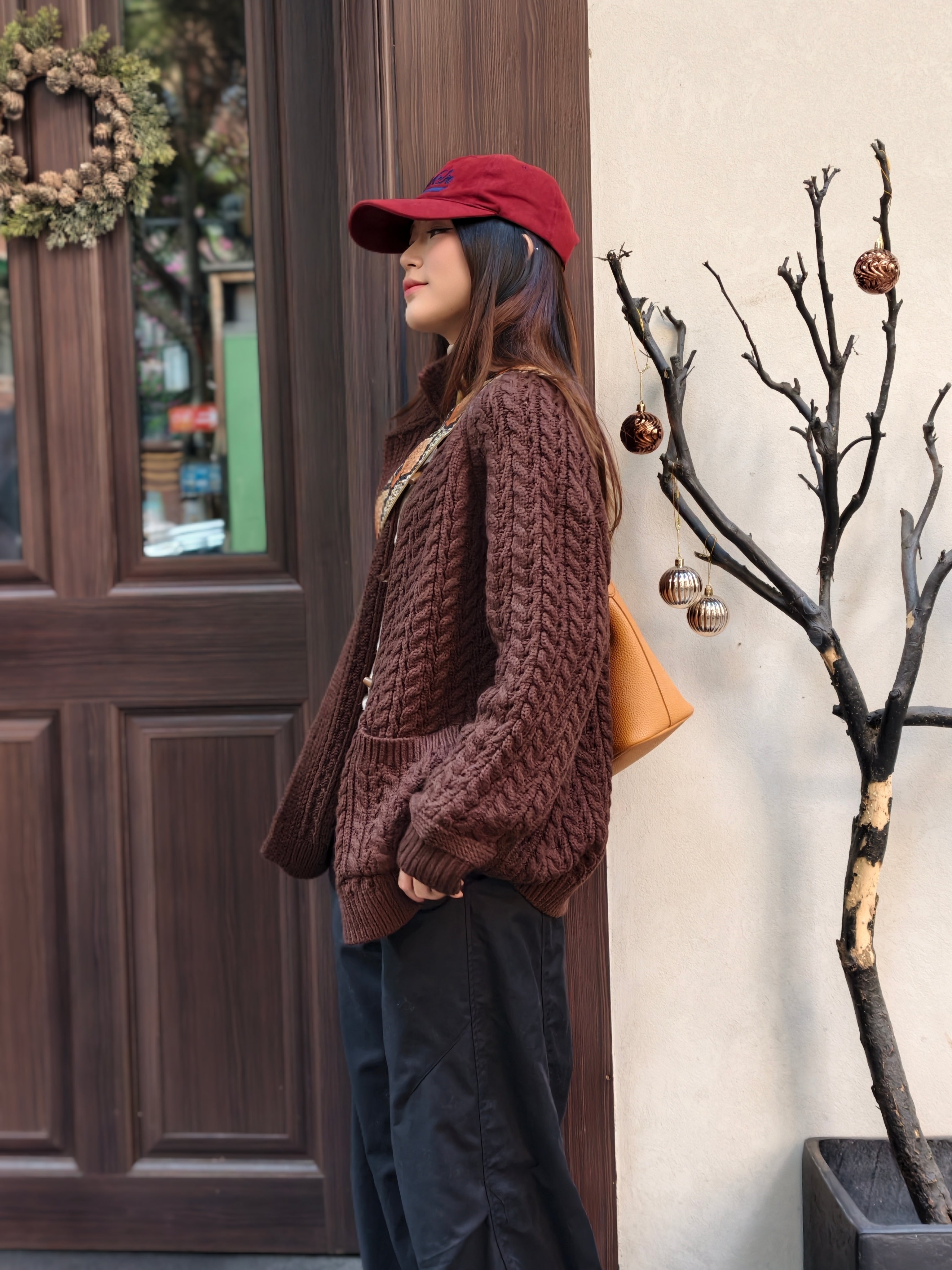 スタンドカラー ニットカーディガン M00130