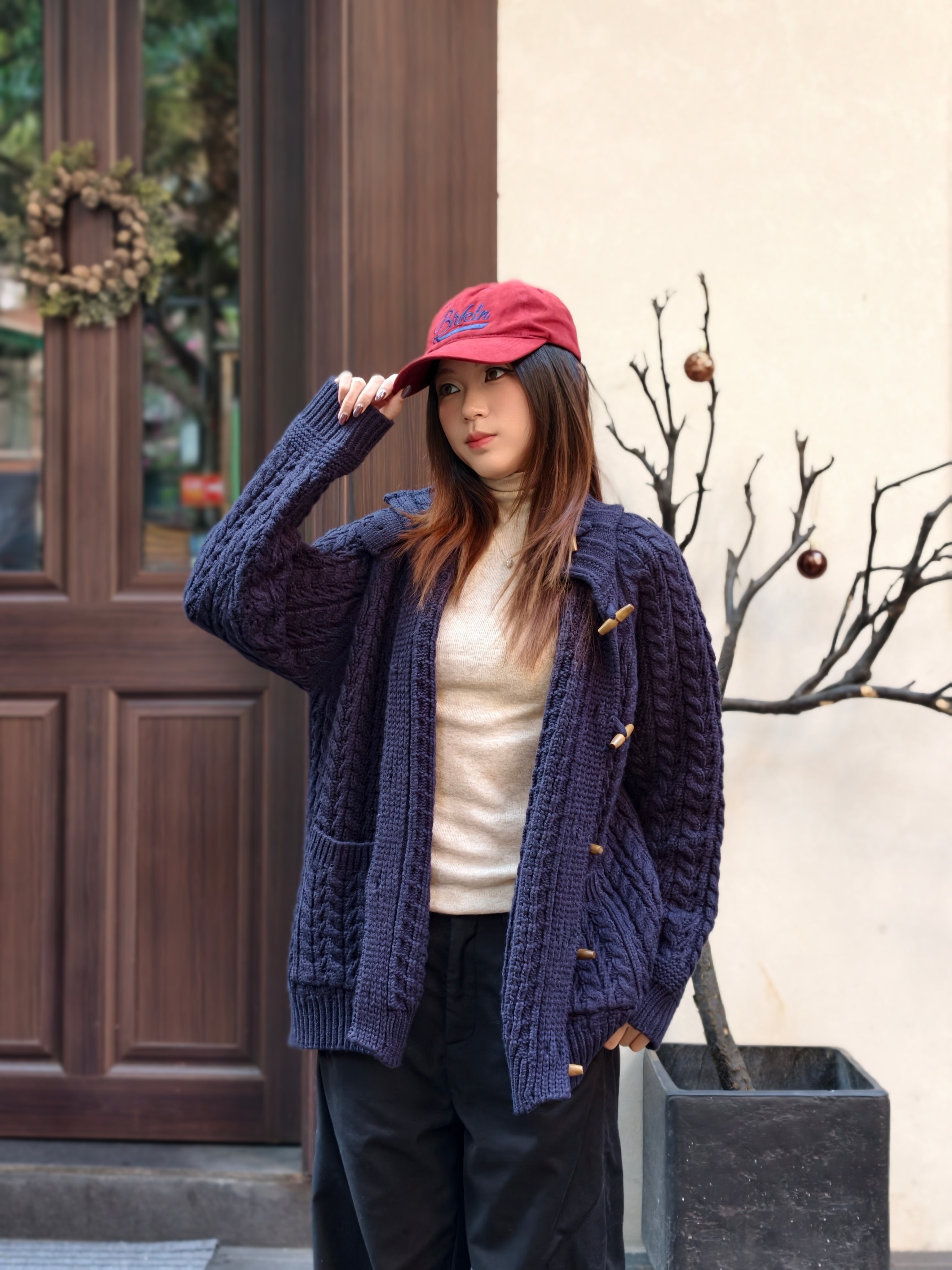 スタンドカラー ニットカーディガン M00130