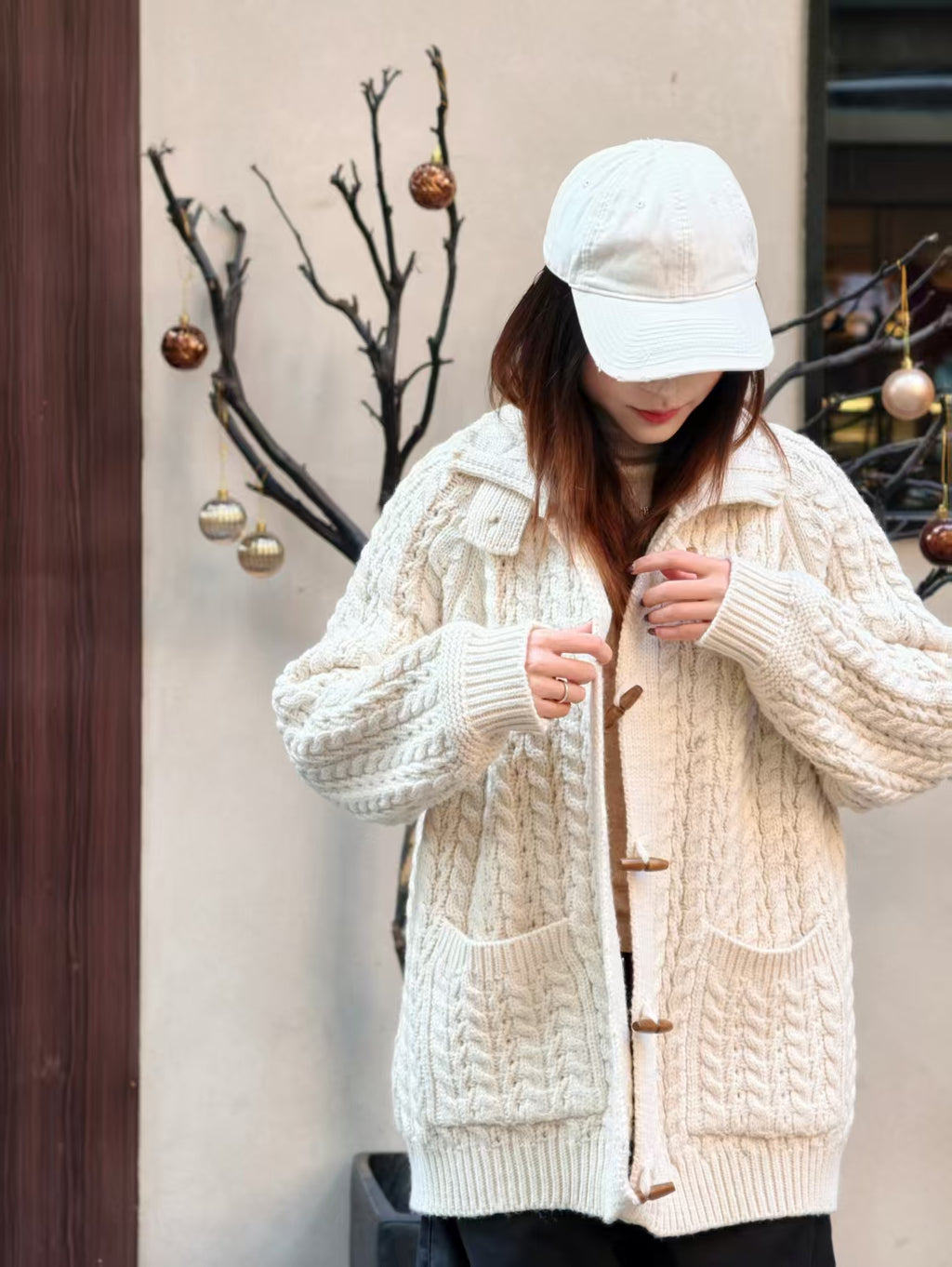 スタンドカラー ニットカーディガン M00130