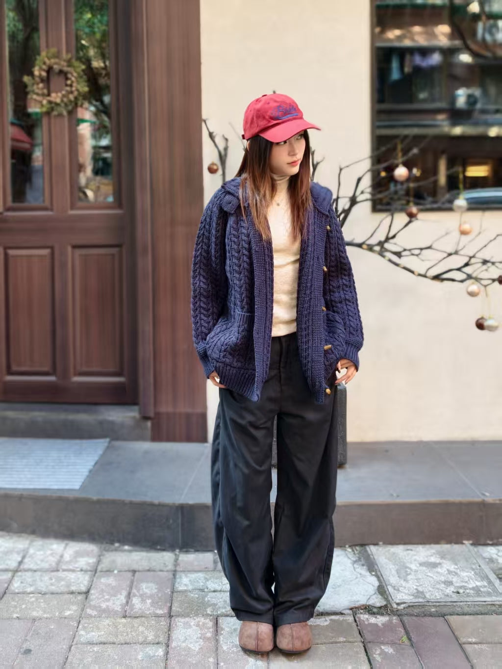 スタンドカラー ニットカーディガン M00130