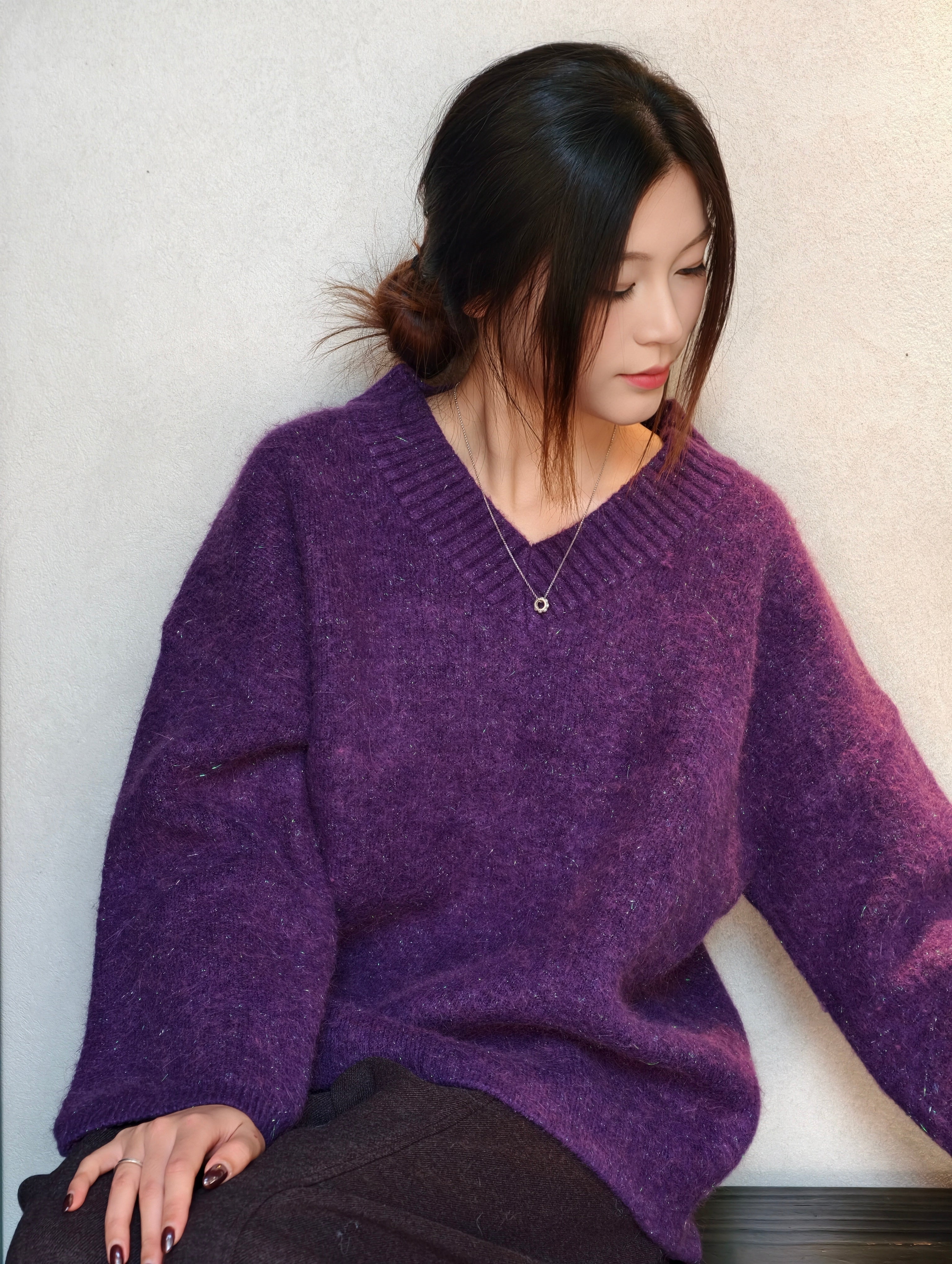 ソフトVネックセーター M00127