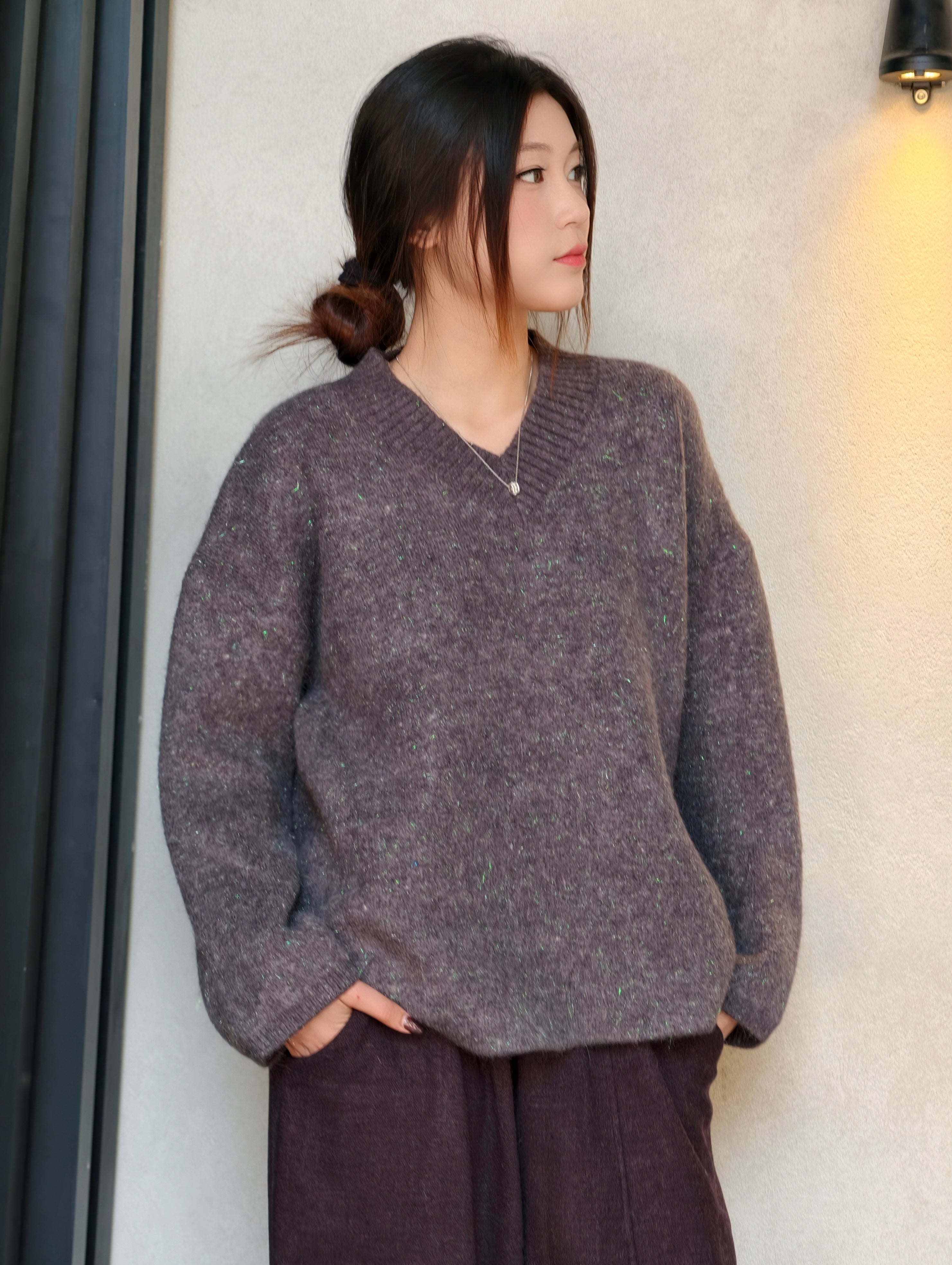 ソフトVネックセーター M00127