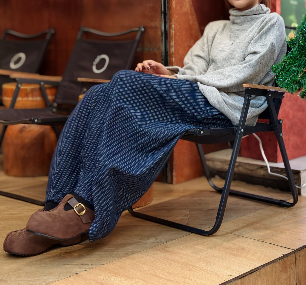 濃紺ストライプ カジュアルパンツ M00135