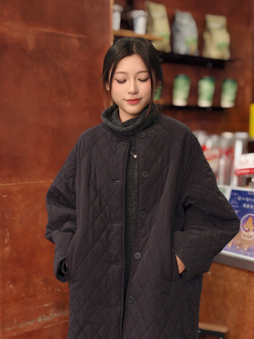 ダイヤモンドキルティング 厚手コットンアウター M00136