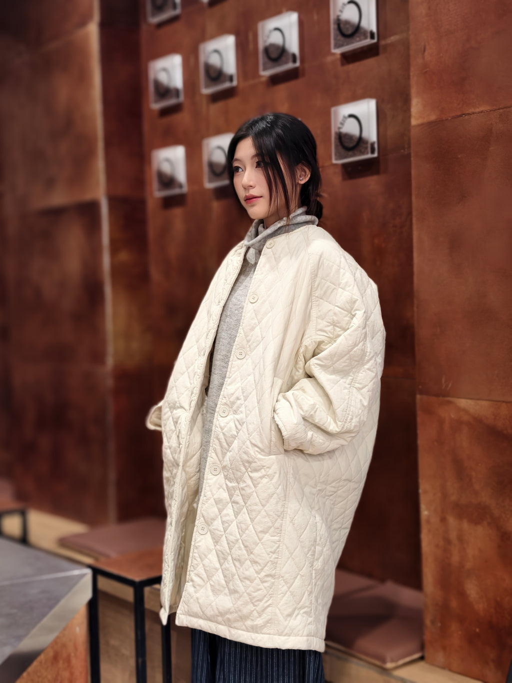 ダイヤモンドキルティング 厚手コットンアウター M00136