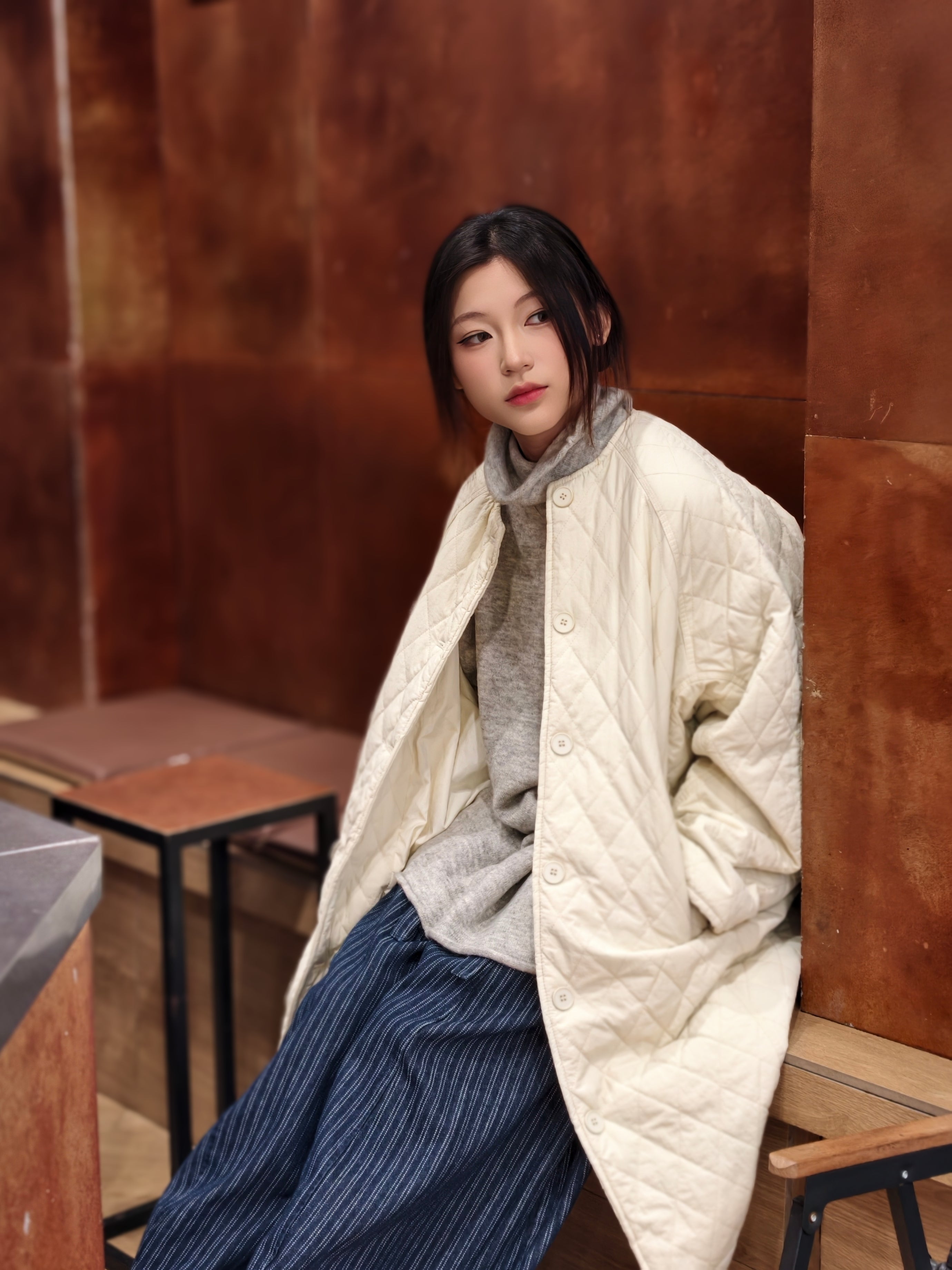 ダイヤモンドキルティング 厚手コットンアウター M00136