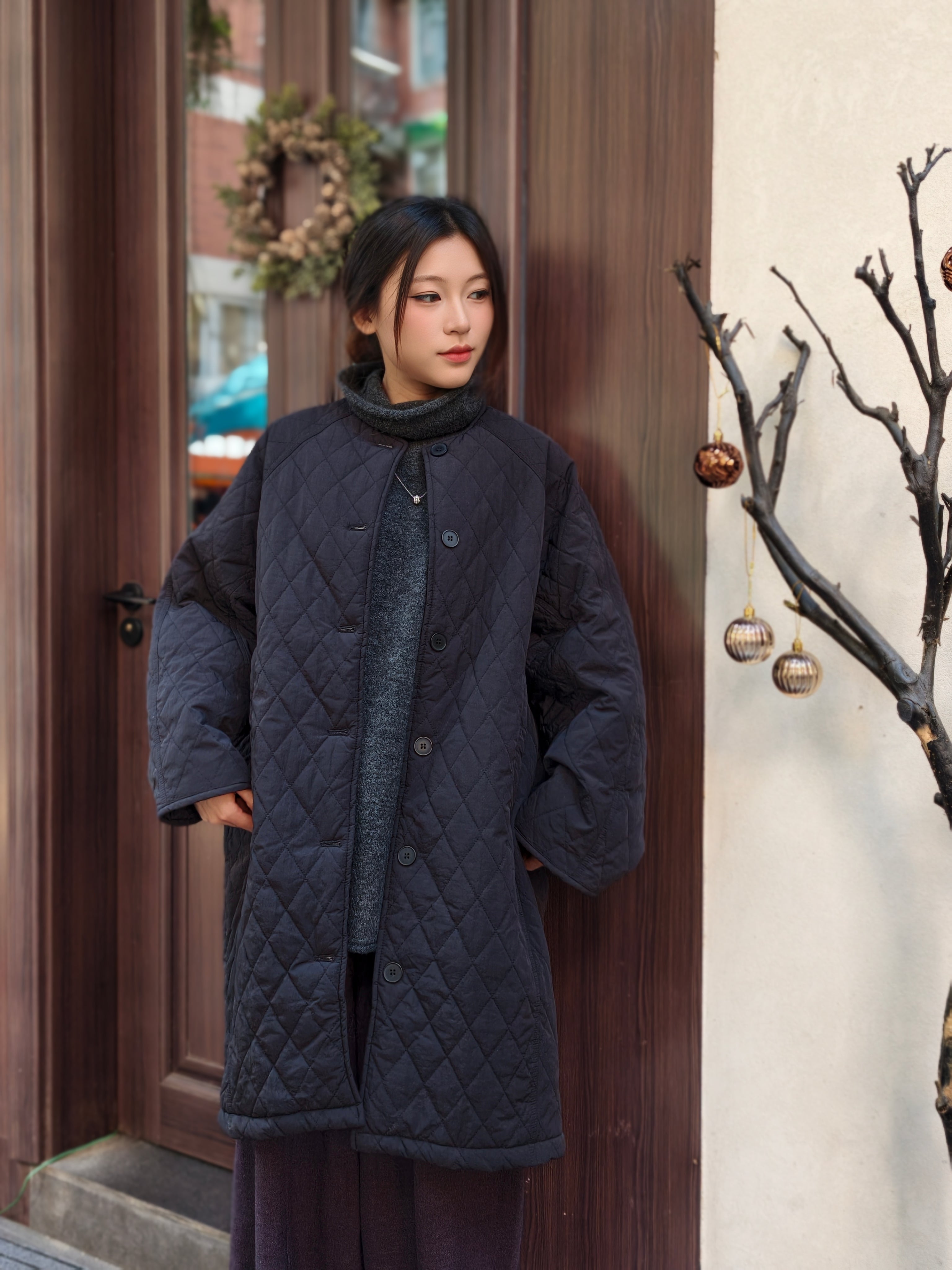 ダイヤモンドキルティング 厚手コットンアウター M00136