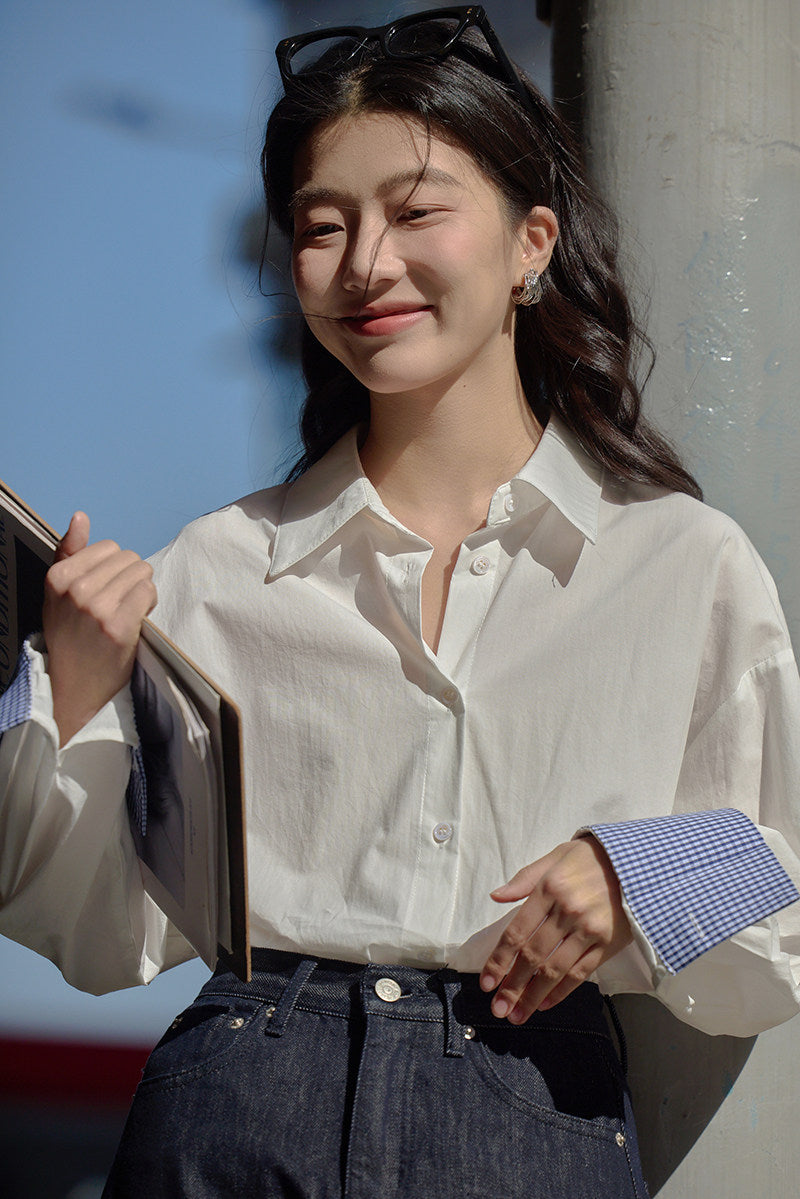 チェック袖口オーバーシャツ M00149