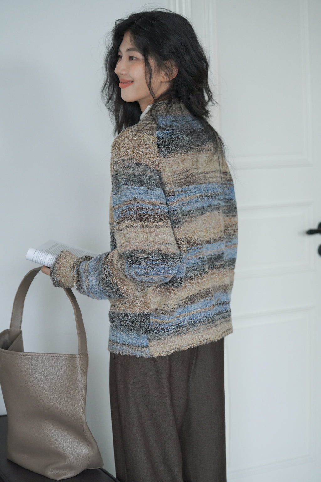 カラーニットカーディガン M00042