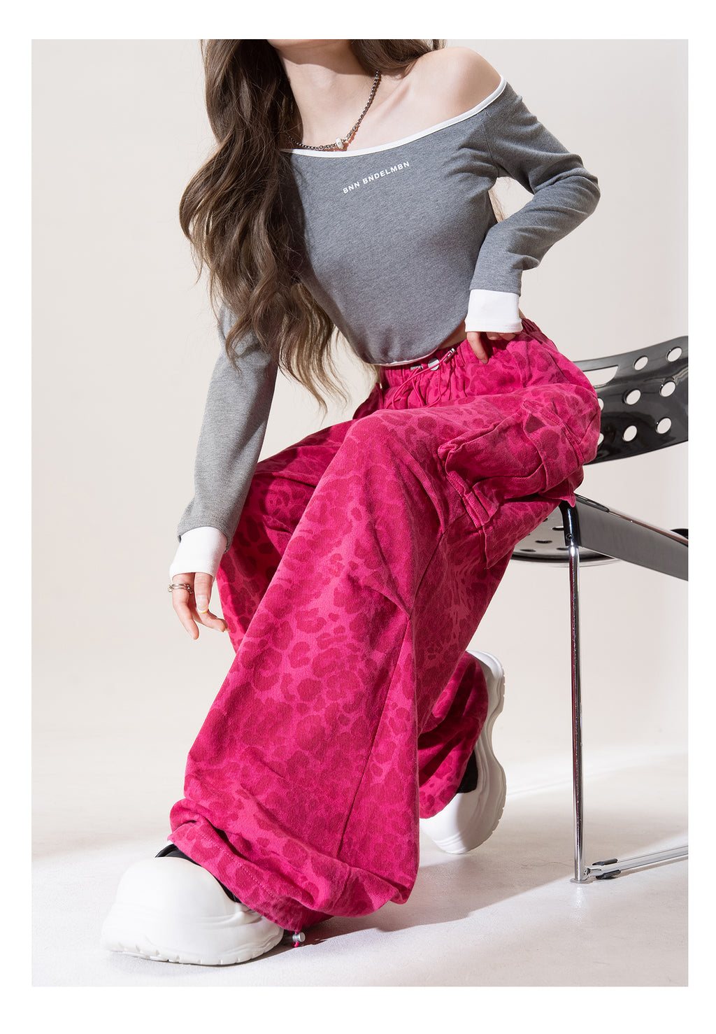 カモ ワイドレッグ カジュアルパンツ M00083