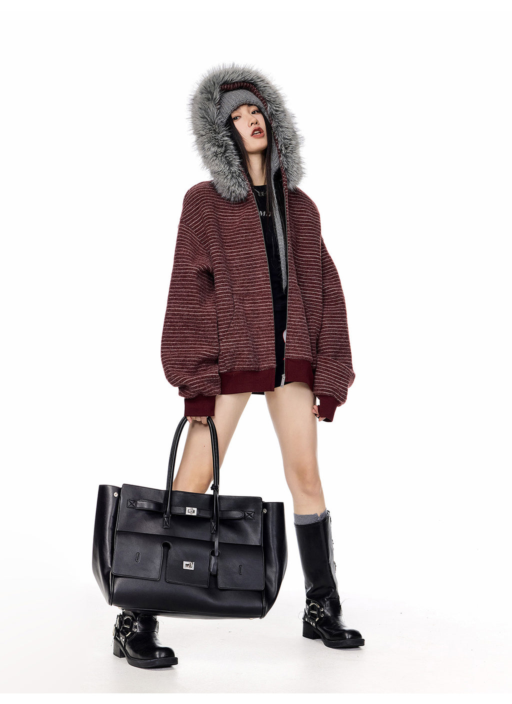 2WAYボアフードアウター（ファー取り外し可） M00115