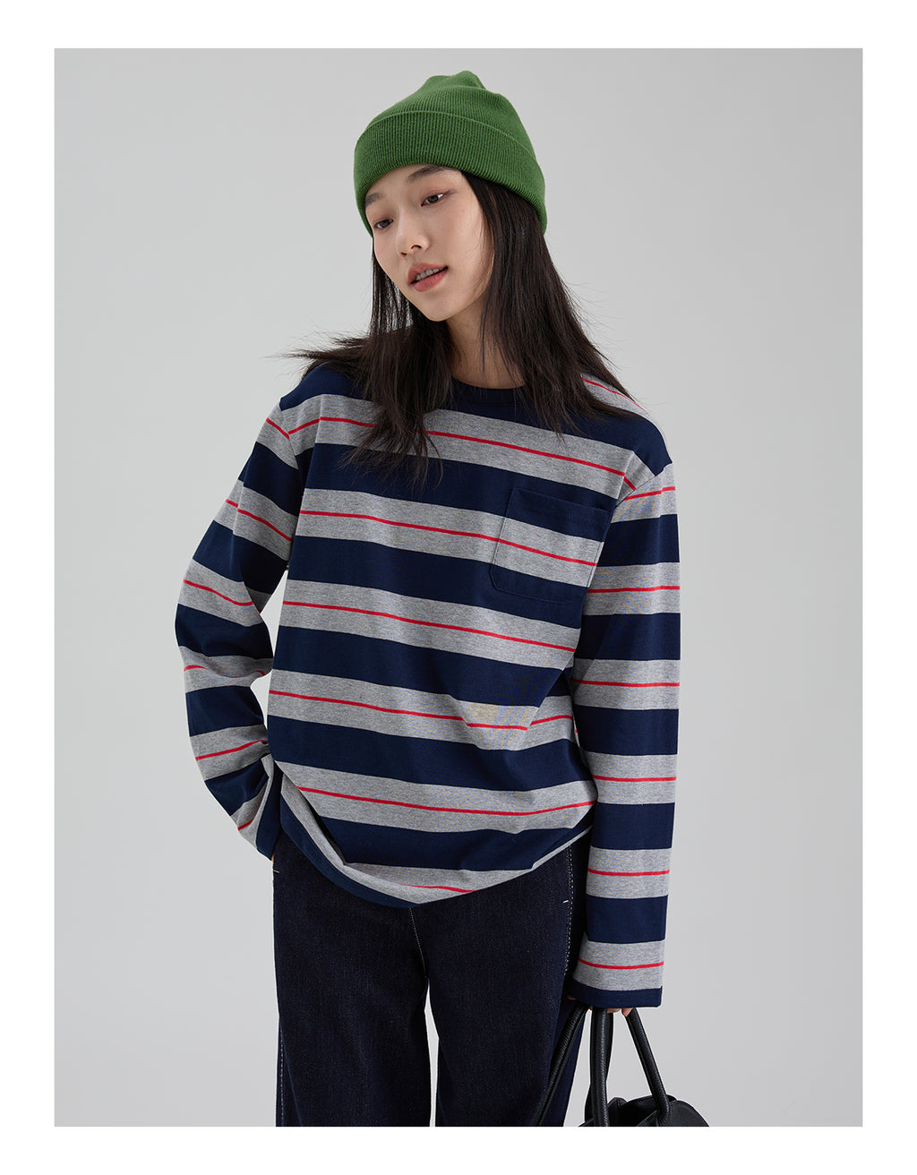 ストライプ ロングスリーブ T シャツ M00067