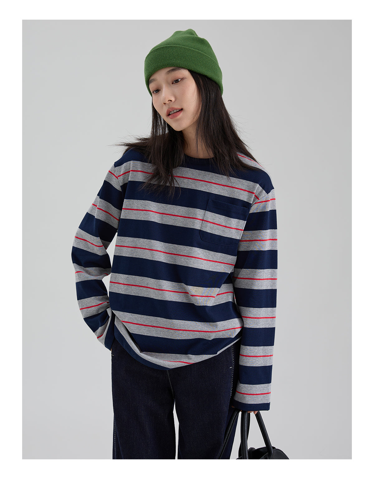 ストライプ ロングスリーブ T シャツ M00067