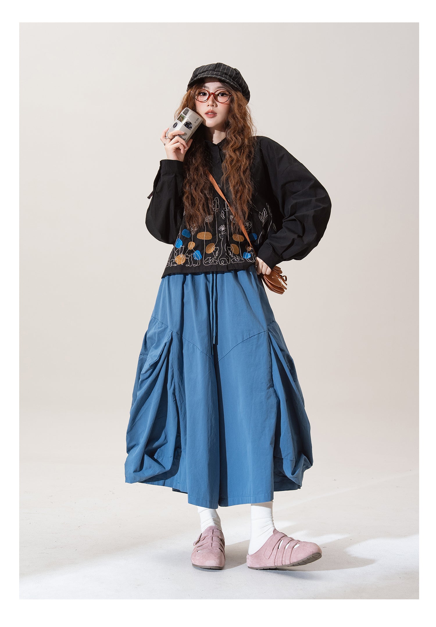 不規則デザイン スカートパンツ M00077