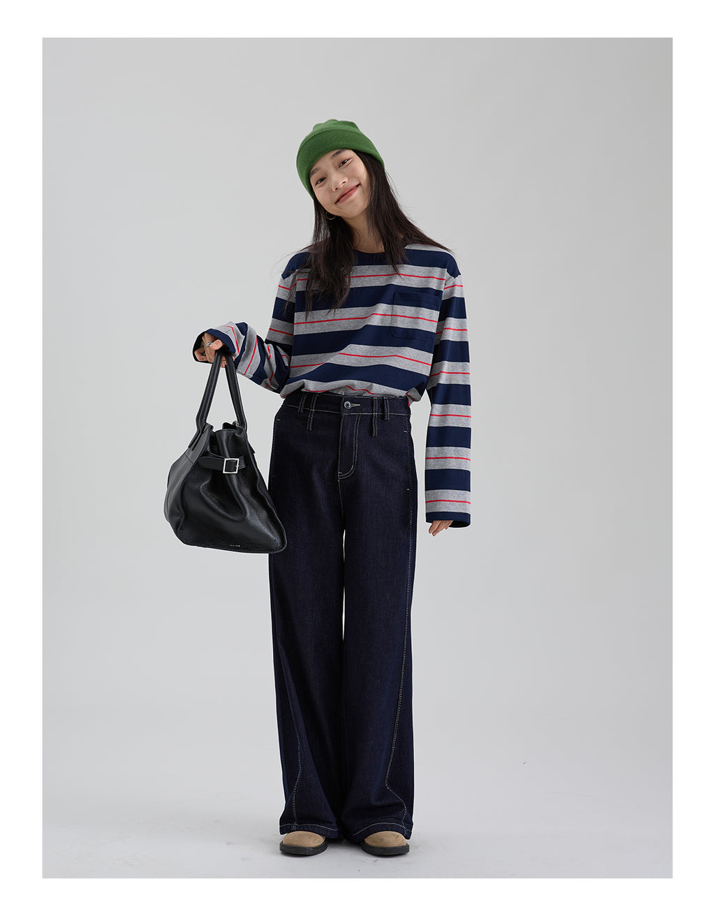 ストライプ ロングスリーブ T シャツ M00067