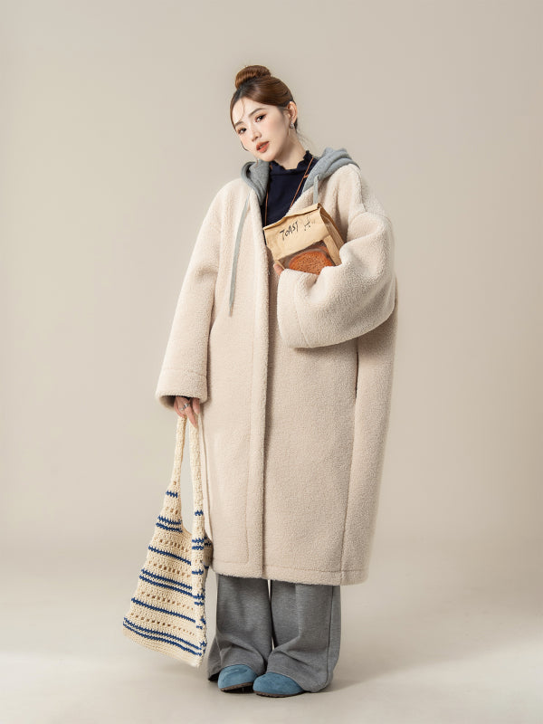 フェイクシープスキン フード付きコート M00138