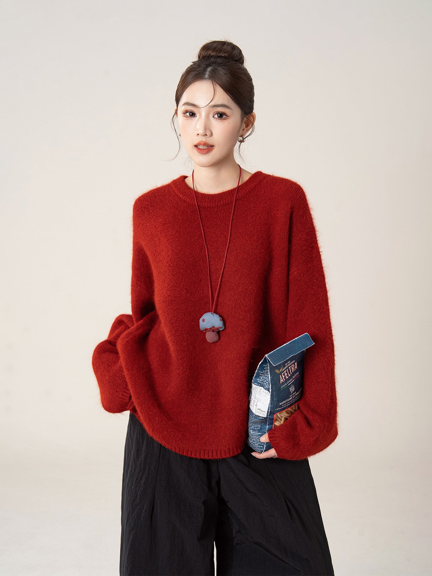 ラウンドネック ロングスリーブセーター M00128