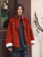 レトロ 裏起毛コールテン ラウンドネックアウター M00132