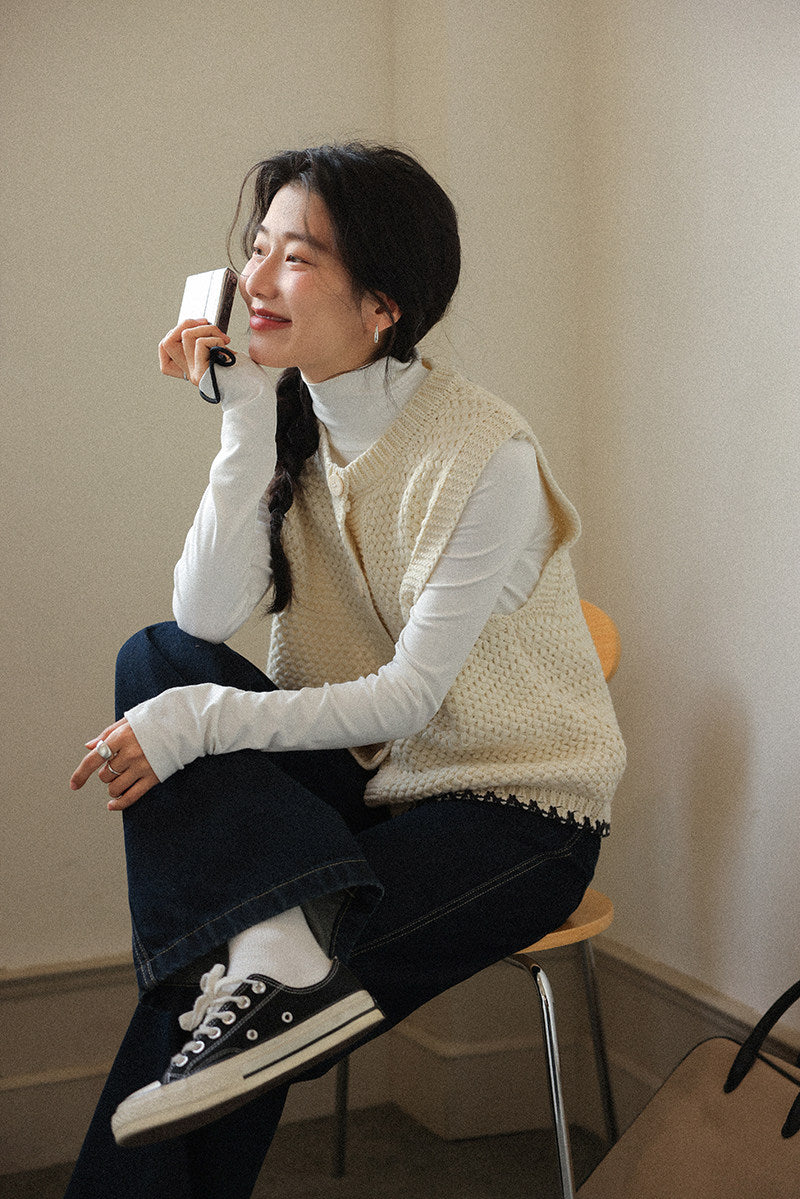 【新作キャンペーン】フリル付きニットベスト M00150