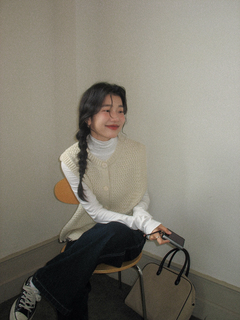 【新作キャンペーン】フリル付きニットベスト M00150