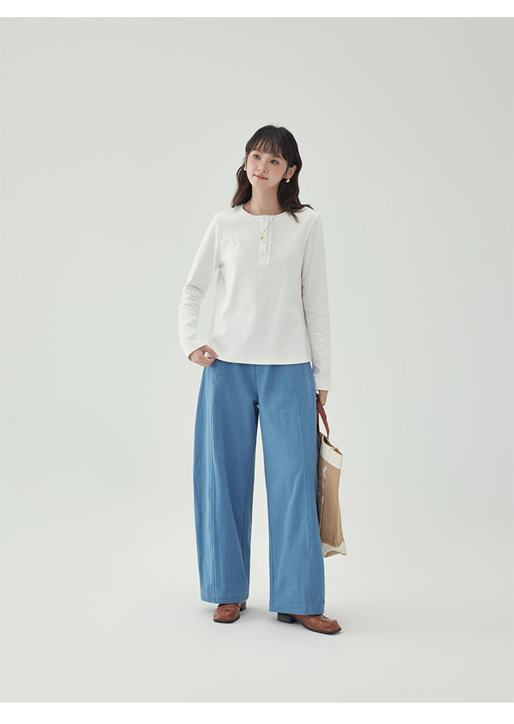 【秋新作】カットデザインワイドパンツ　M00011