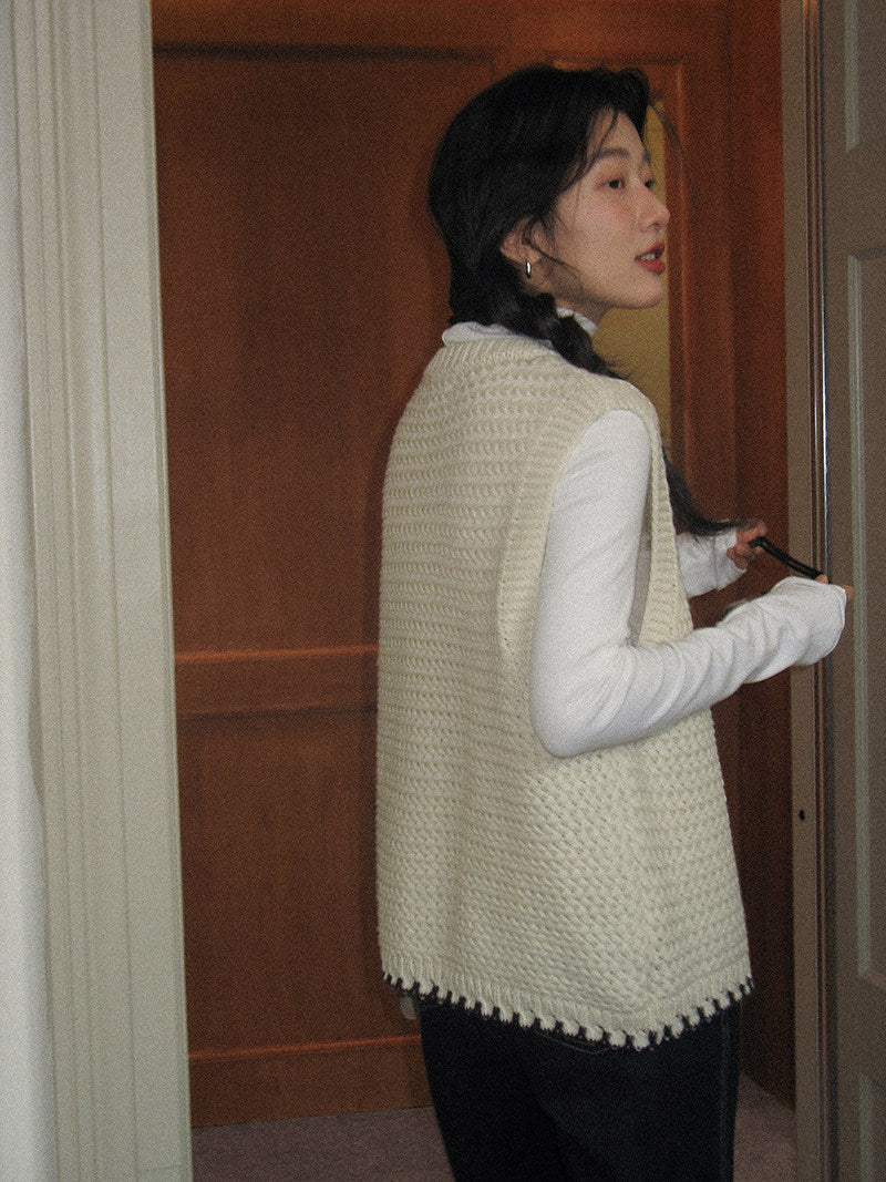 【新作キャンペーン】フリル付きニットベスト M00150