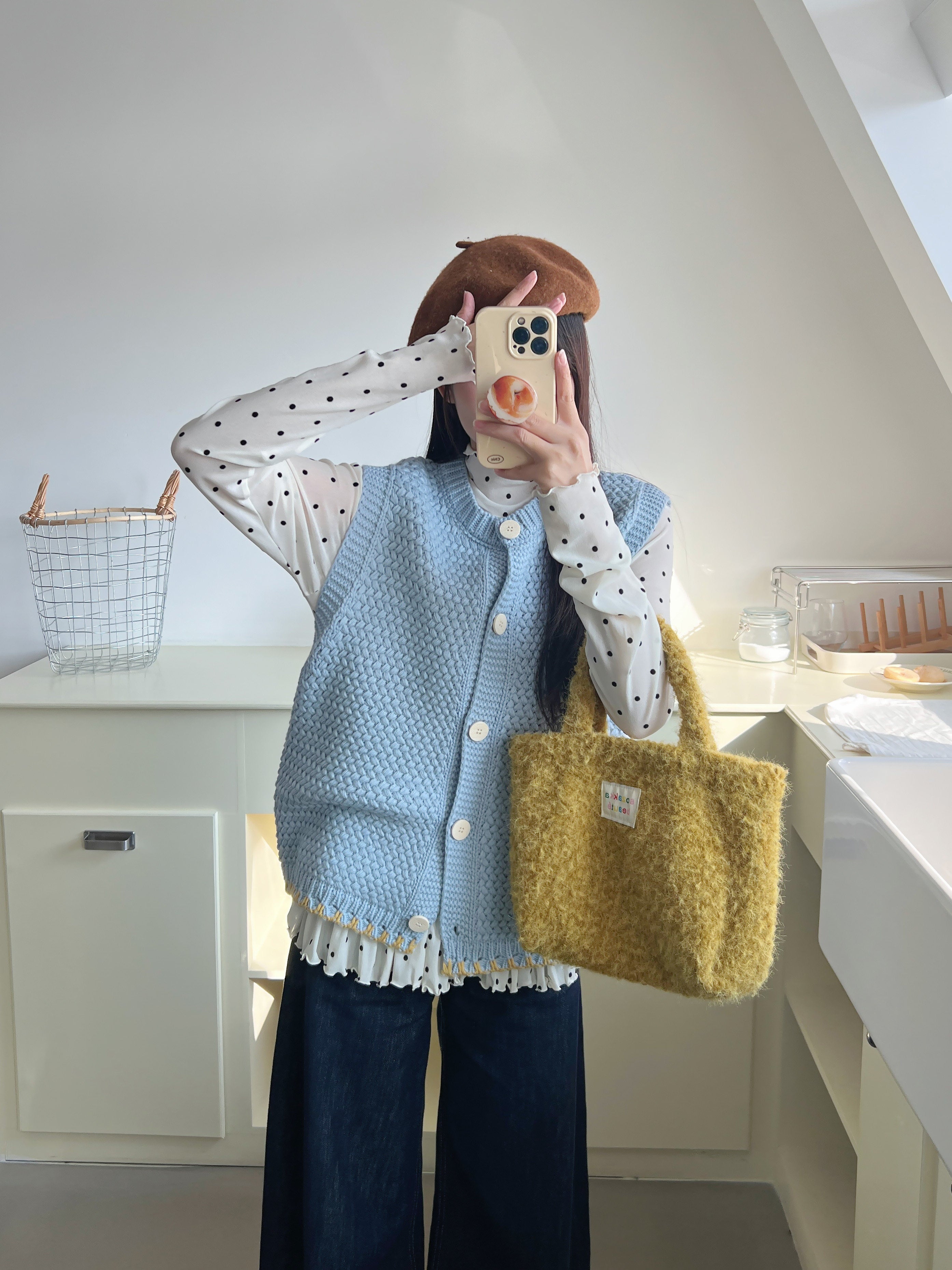 フリル付きニットベスト M00150