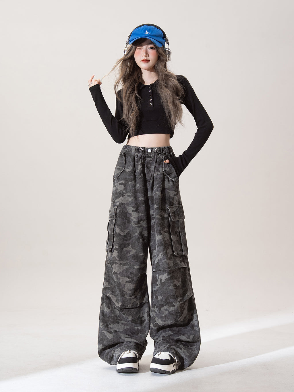 カモ ワイドレッグ カジュアルパンツ M00083